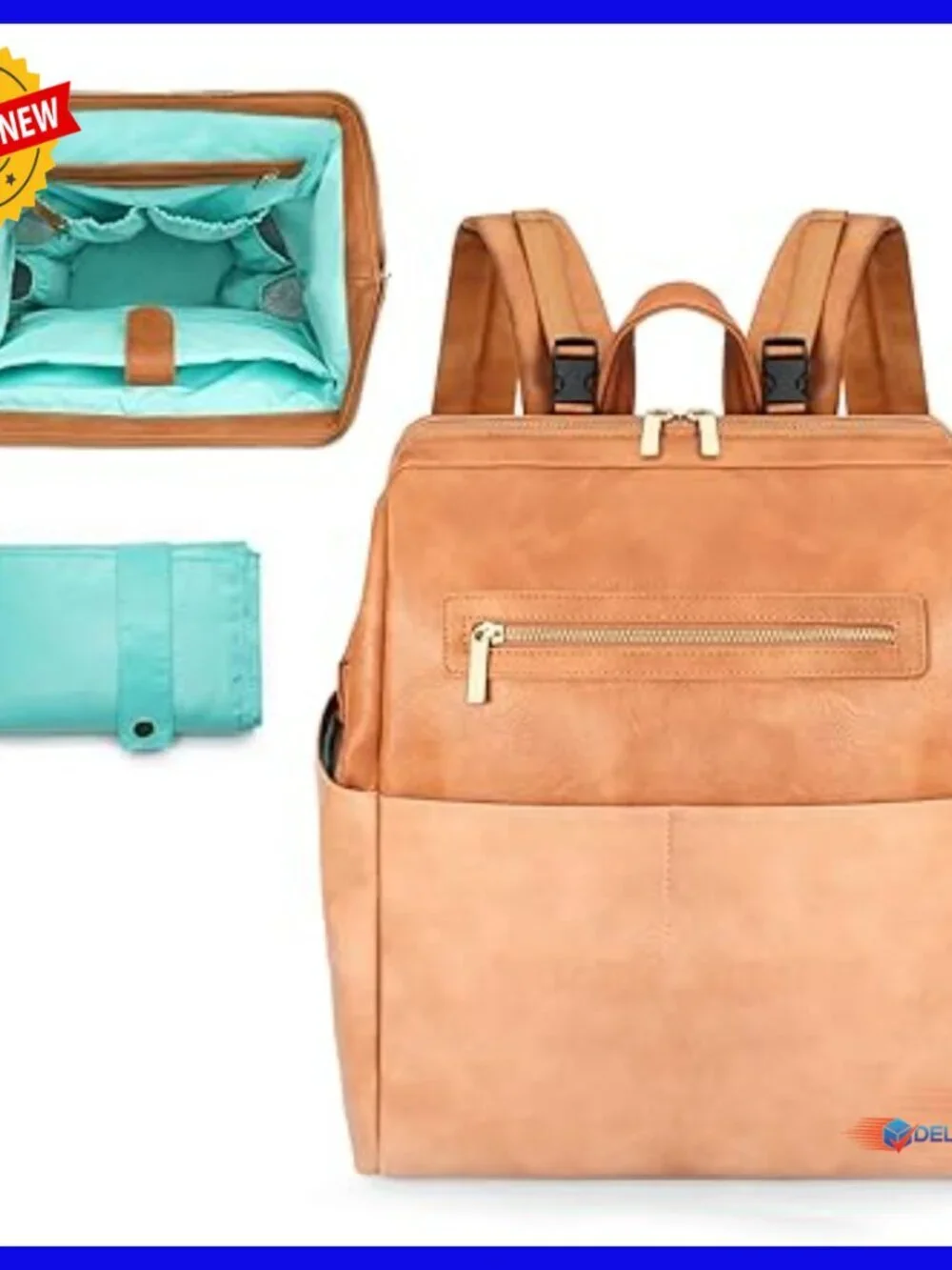 Large Diaper Backpack with 16 Pockets, Laptop Compartment, Insulated Bottle